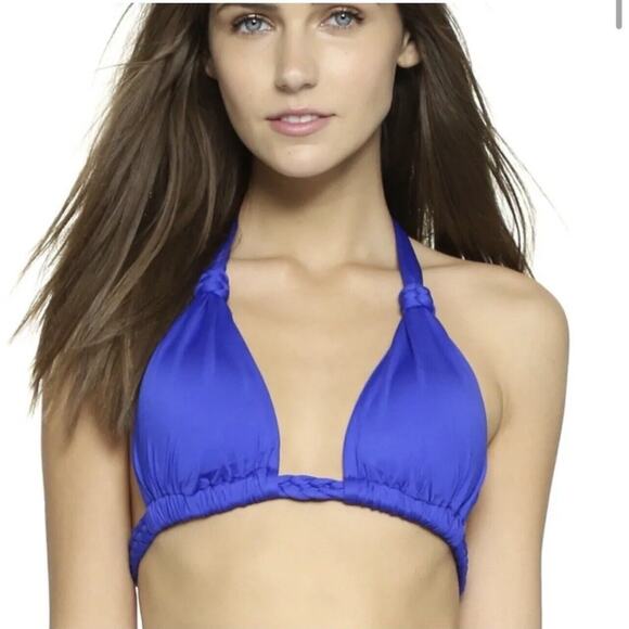 NWOT Vitamin A Klein Cobalt Blue Chloe Braided Bikini Halter Top XS
